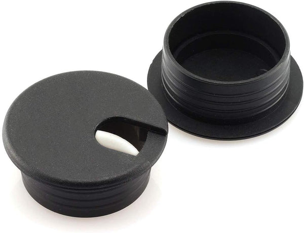 HJ Garden 2pcs 1-1/2 inch Desk Wire Cord Cable Grommets - Hole Cover for Office PC Desk Cable Organizer - Black