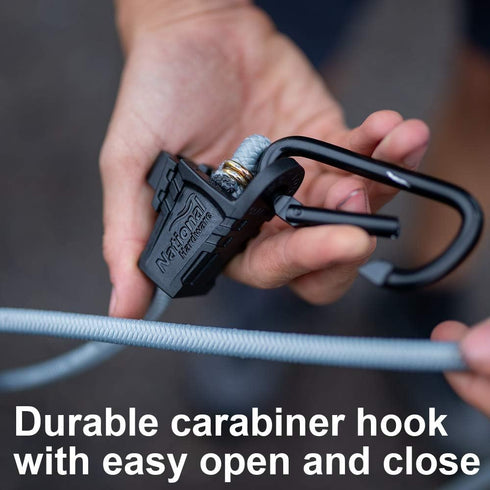 National Hardware N263-081 Bungee Cords with Carabiner 2 Pack, Adjustable Length Tie Down Straps, Black