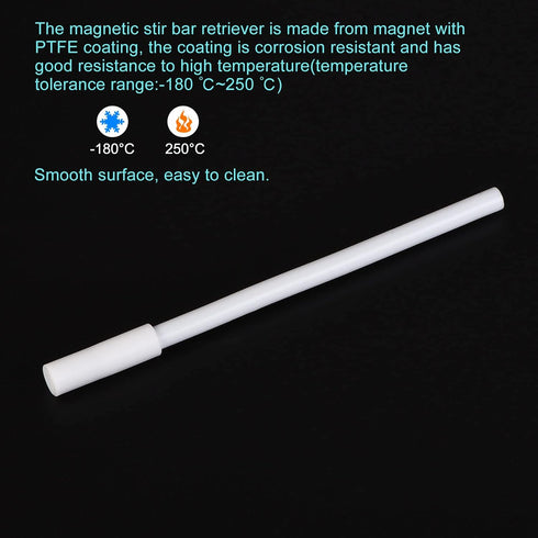 MECCANIXITY Magnetic Stir Bar Retriever, 150mm Length PTFE Coating Mixer Stirrers, White