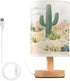 YEGAME Desert Landscape Cacti Bedside Table Lamp for Bedroom Nightstand, Small Eye Care