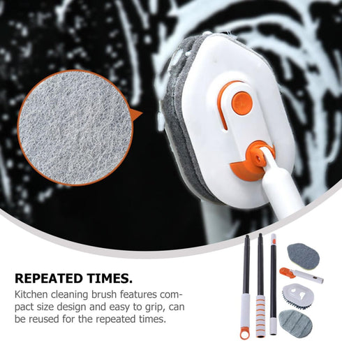 Versatile Floor and Grout Cleaning Brush with Extendable Handle and Replaceable Pads