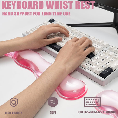 Set 60%/68%/75%, Ergonomic Silicone Gel Keyboard and Mouse Wrist Rest Clear Wrist Rest for Keyboard Comfort & Support