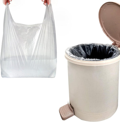 T Shirt Bags - Plastic Bags with Handles for Grocery and Retail Shopping, 12x20 Inch (Silver, 50pcs)