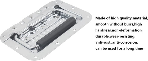 2PCS Spring Loaded Pull Handle, Heavy Duty Furniture Hardware for Box Chest Cabinet with Rubber Grip