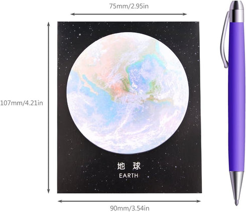 GTHER Planet Sticky Note, Moon Earth Sticky Notes, Cute Fun Circle Self-Adhesive Memo Pad for College