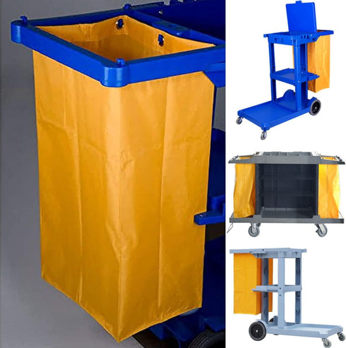 Replacement Janitorial Cart Bag, High Capacity Waterproof Cleaning Bag (Yellow)
