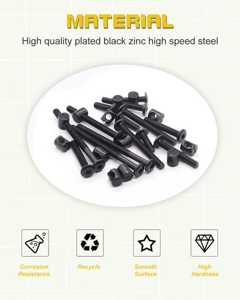 CZXNBI 28 Set Set,M6x20/40/60/80 mm Crib Screws Hardware Replacement Kit - Baby Bed Frame Bolts &Barrel Nuts Hex Drive