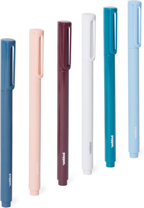 Poppin Signature Ballpoint Pens, Medium Point 1mm, Set of 6 Professional Office Pens (Assorted Contemporary with Black