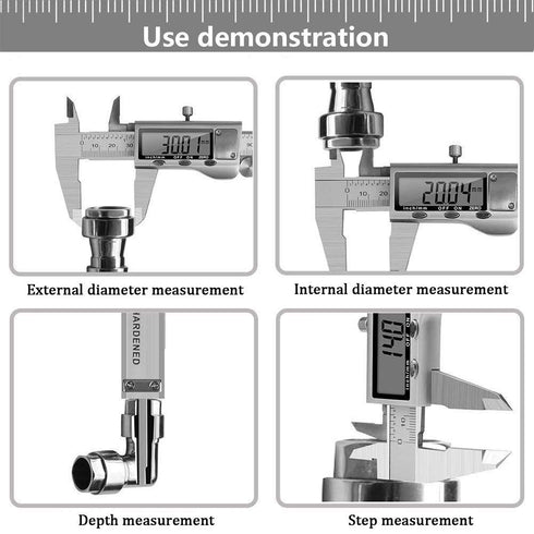 Digital Caliper Measuring Tool, 6 Inch Stainless Steel Vernier Caliper with Large LCD Screen for DIY/Household