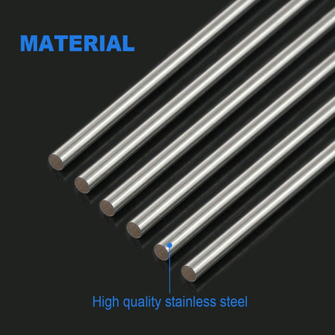 Glarks 6Pcs 3mm x 300mm Stainless Steel Solid Metal Round Rod for DIY RC Model Car, Helicopter, Airplane