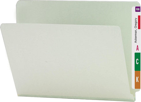 Smead End Tab Pressboard File Folder, Letter Size, Gray/Green, 1" Expansion, Straight-Cut Tab, 25 per Box