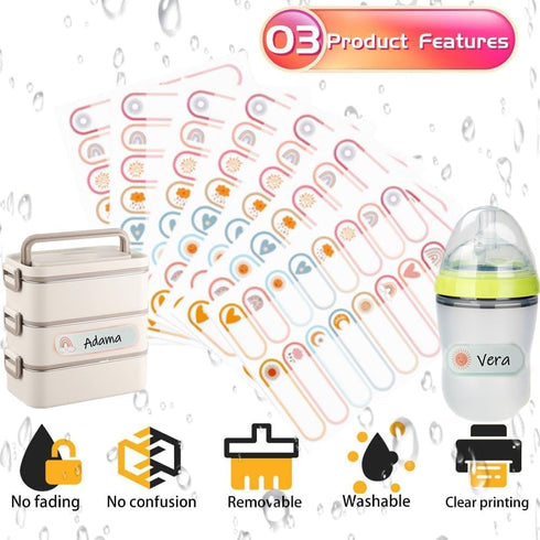 BOSUDA 480 Pcs Baby Bottle Labels for Daycare,Waterproof Kids Name Labels for Kids Stuff School Supplies