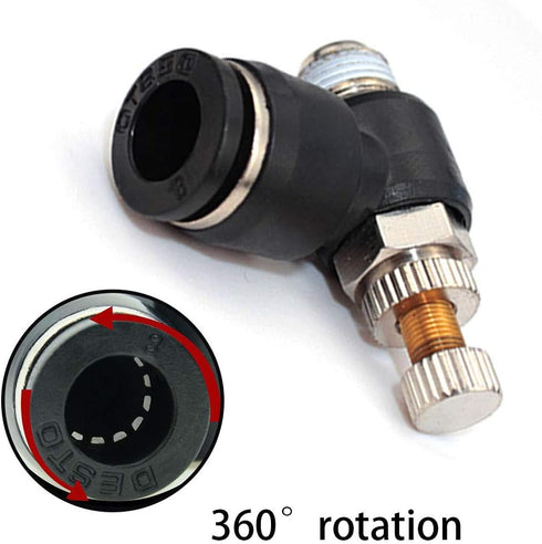 Beduan Pneumatic Air Flow Control Valve, 8mm Tube OD x 1/4" Male Thread Push to Connect Elbow 90 Degree Fitting (Pack