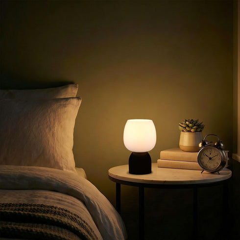 RGB Color Changing LED Table Lamp - Modern Black Wood Design