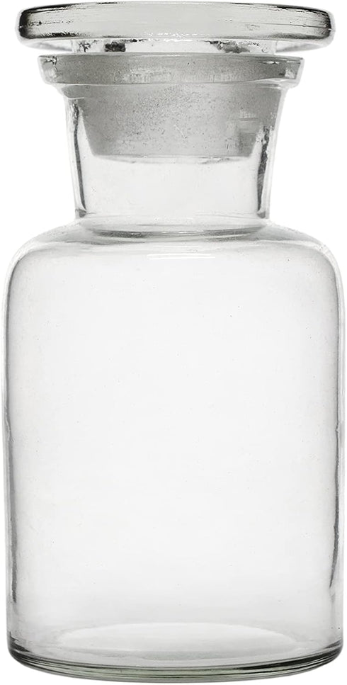 EISCO Reagent Bottle, 125ml - Wide Neck - Includes Tight Fitting Glass Stopper - Soda Glass Labs
