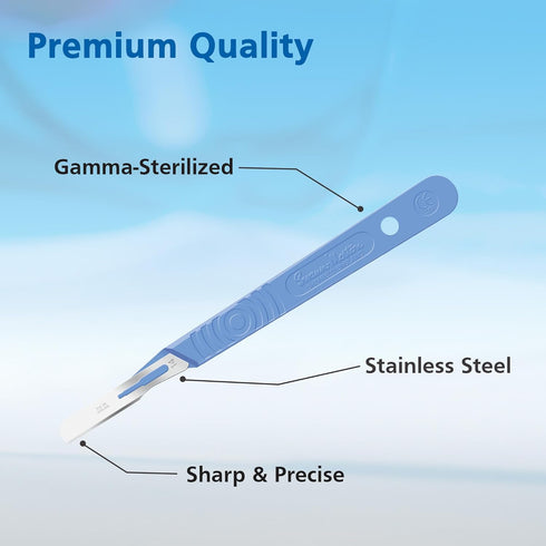 #14 Packed, 10 Swann Morton Disposable Surgical Scalpel with Blade - Sterile Dermaplane Blade for Face, Dermaplaning