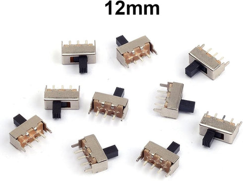 10Pcs 12mm Vertical Slide Switch SPDT 1P2T with 3 Pins PCB Panel for Arduino (Pack of 10)