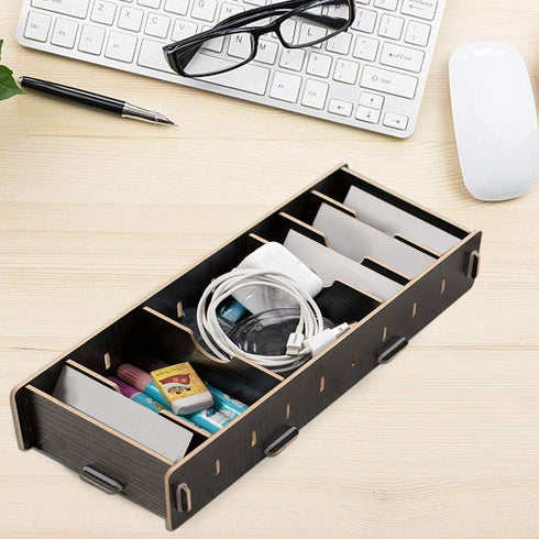 Jadpes Wooden Business Card Case, Innovative Storage Box Holder Pocket for Office Desk Organizer (#02)