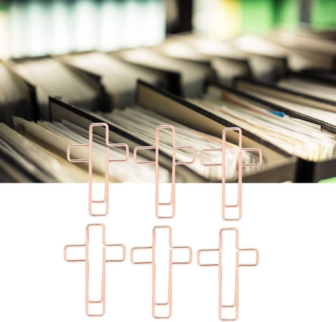 Fdit 100PCS Cross Paper Clips, Rose Gold Metal Clamps for Document Sorting & Organizing at Office, School