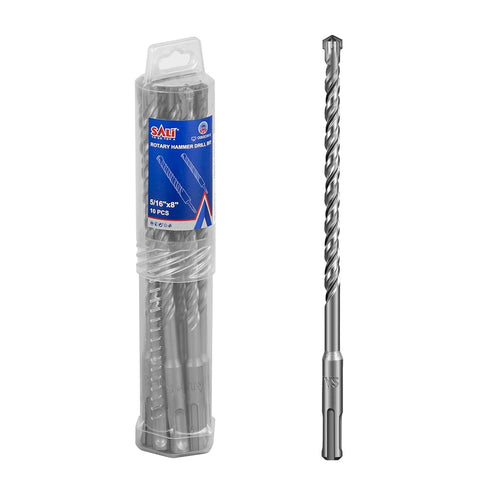 SALI SDS Plus Rotary Hammer Drill Bit Kit, 10 Pcs 5/16"*8" Concrete Drill Bits for Brick and Cement Walls