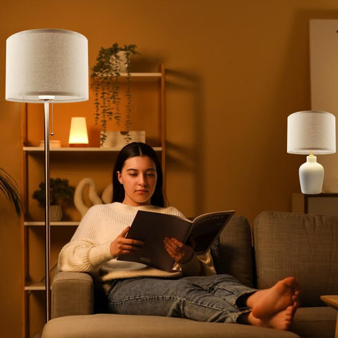 Axrivonte Set 2,Linen Lampshades,10.24" 10.24" 7.48" Beige Lamp shades of Drum Top x Bottom x High Small Lamp Shade