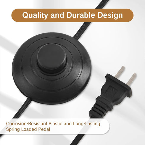 2Pcs BRBASAP Foot Switch for Lamp Floor Pedal Switch Replacement Step ON/Off Inline Light Control Black Round Foot