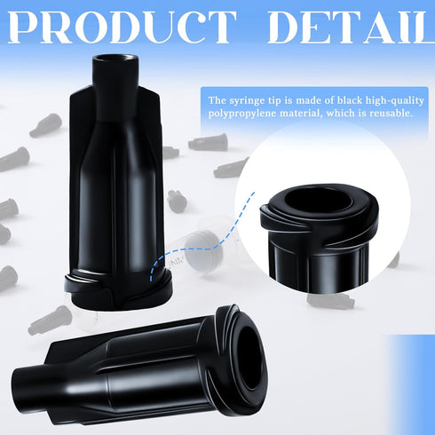 1000 Pieces Syringe Tip Caps, Black Dispensing Needle Tip Caps with Storage Box for Luer Lock Syringes