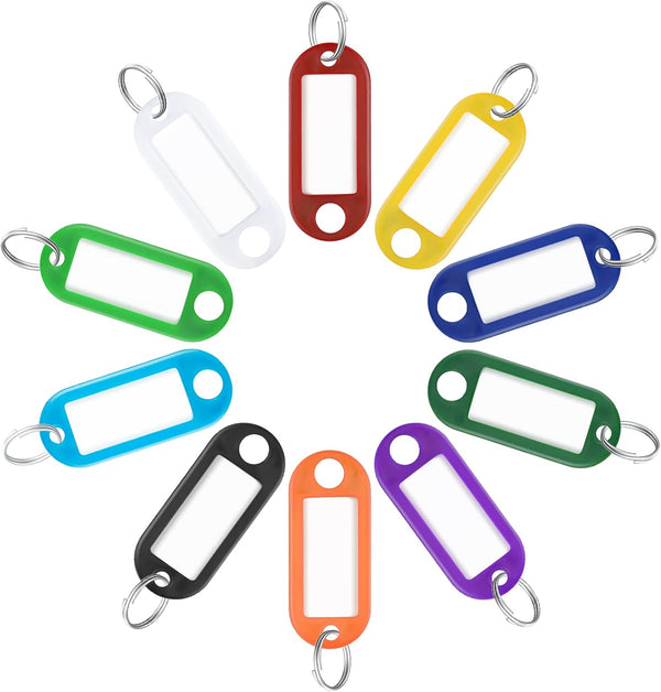 Uniclife 40 Pack Tough Plastic Key Tags | Split Ring Label Window, Assorted Colors
