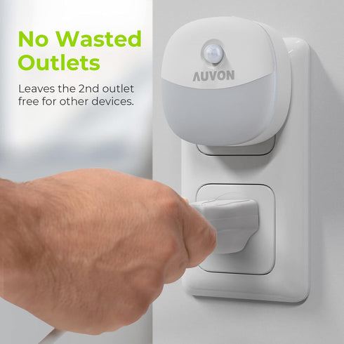 1-50 4 Packs AUVON Plug in Night Light with Motion Sensor and Dusk to Dawn Sensor, Mini Warm White LED Nightlight