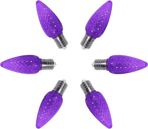 UL Listed Box of 25 C9 Led Replacement Bulbs,3 SMD LEDs in Each C9 E17 Dimmable Lights Bulb for Outdoor String Lights,Full Waterproof and Break Resistant (Purple) by yongzhenlite