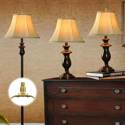 Lamp Shade Harp Holder for Table and Floor Lamps, 2 Set Heavy Duty Detachable Bracket with Polished Brass