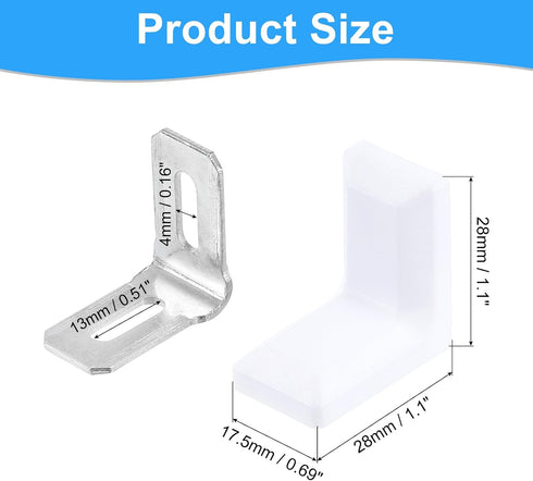 12 90 28x17.5x28mm uxcell Pcs Degree Plastic Corner Braces, Shelf Right Angle Brackets with Screws for Cabinets