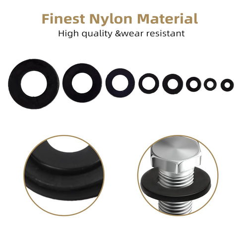QTEATAK 510 Pcs Black Nylon Flat Washer Assortment Kit for Electrical Connections on Household & Commercial Appliances