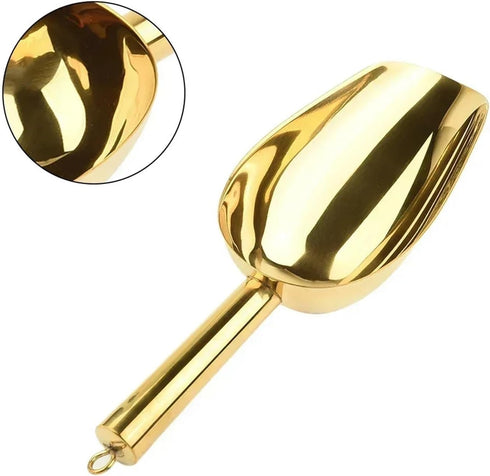 Generic Stainless Steel Ice Scoop Candy Scraper Buffet Bar Food Measuring Shovel Flour Dry Goods Kitchen Gadget(Silver)