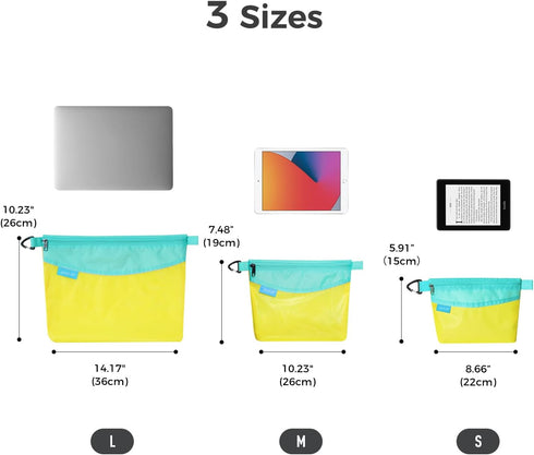 Large Yellow Water-Resistant Zipper Pouch - Ideal for Travel and Office Storage