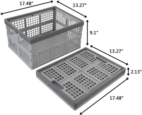 Doryh 34 2-Pack L Plastic Crates, Collapsible Storage Crates/Stackable Storage Container Basket