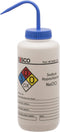EISCO Wash Bottle for Sodium Hypochlorite (Bleach), 1000ml - Color Coded Chemical & Safety Information