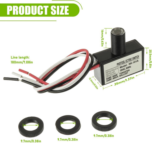 EPLZON 105V-130V Switch,3 Pack AC Photocell Light Sensor Light Control Sensor Photoelectric Switch Dusk to Dawn Sensor