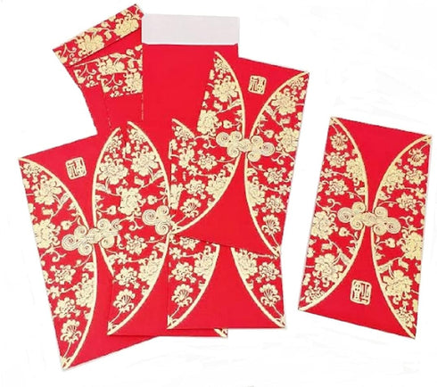 Pack of 50 Chinese Fashion Special Generous Red Envelopes, Lucky LAI SEE Money Gift Packets (6.5 x 3.2 inches)