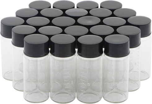50pcs Clear Glass Vials with Black Screw Caps, 10ml Empty Bottles for Essential Oil