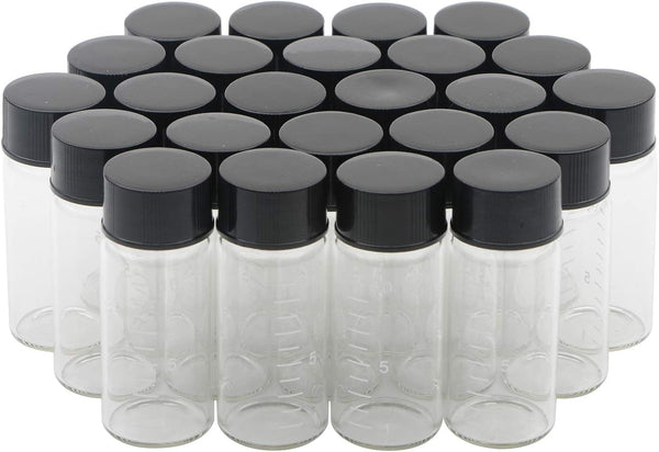50pcs Clear Glass Vials with Black Screw Caps, 10ml Empty Bottles for Essential Oil