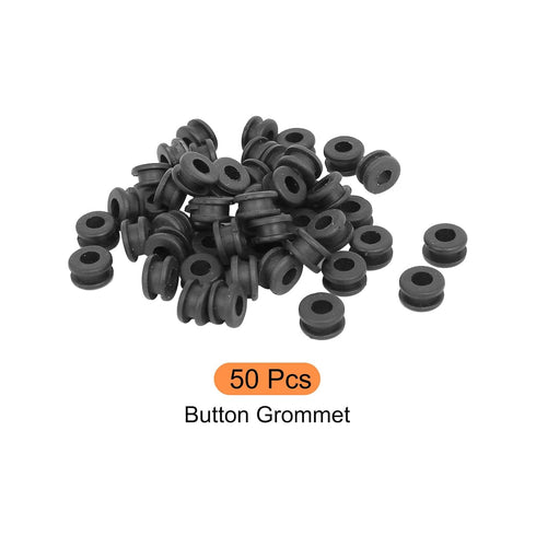 Rubber Grommets, Flexible Wire Hole Plug - 5 mm Mount Dia/Black/PVC, 50 Pcs
