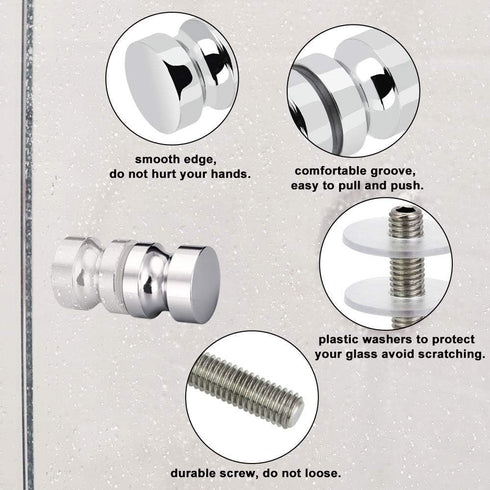 ZKSM 2 Set Shower Screen Handle Knob with Solid Stainless Steel for Bathroom Door Replacement
