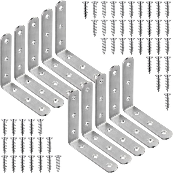 10 Pcs L Bracket Corner Braces 4x4 Inch Heavy Duty Stainless Steel