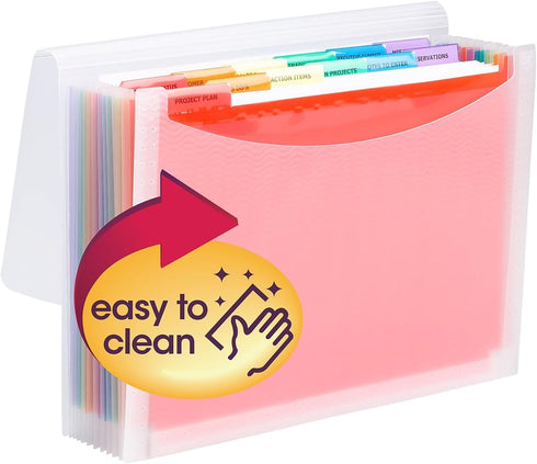 Smead Desktop Poly Expanding File Folder Organizer - 12 Pockets, Accordion File, Letter Size with Flap and Cord Closure