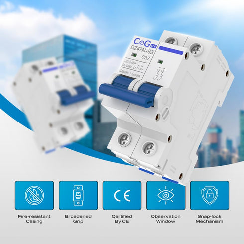 32 2 120/240V AC Miniature Circuit Breaker, CGELE Amp Pole Solar AC Disconnect Switch Thermal Magnetic Trip Din Rail