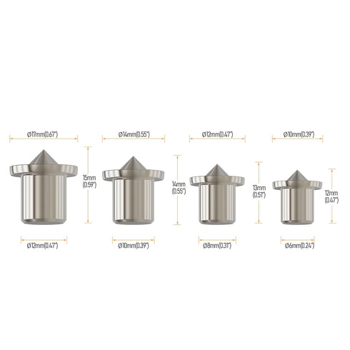 8PCS Drill Center for Dowel and Tenon, Chrome Plated Steel, Woodworking Doweling Centering Transfer Plugs Point Dowel Alignment Tool(6/8/10/12mm, Set of 2)