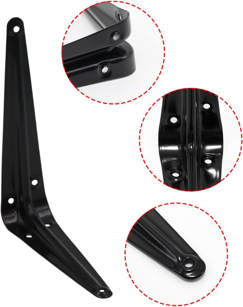 Mormchlots 24Pcs 6 5 Inch x Black Shelf Brackets, Heavy-Duty Metal Steel Corner L Brackets for Shelves Shelf
