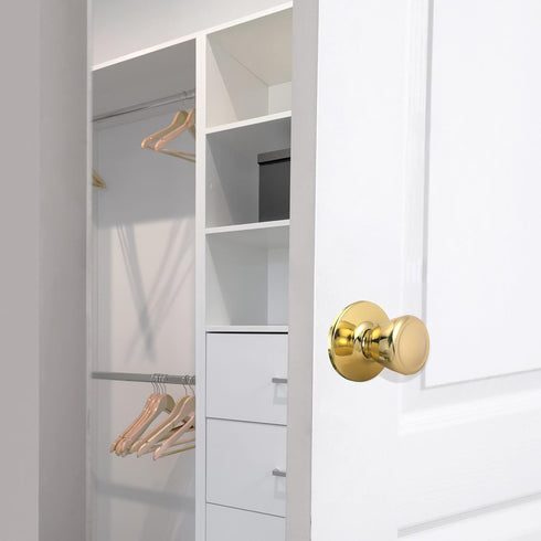 Design House 782730 Tulip Passage Hall and Closet Door Knob, Polished Brass