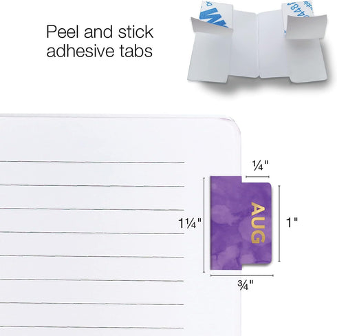 Global Printed Products Monthly Adhesive Tabs - 12 Black and 12 Colorful Tabs, Set of 24